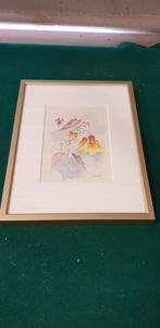 aquarel bloemen in gouden lijst, Ophalen of Verzenden