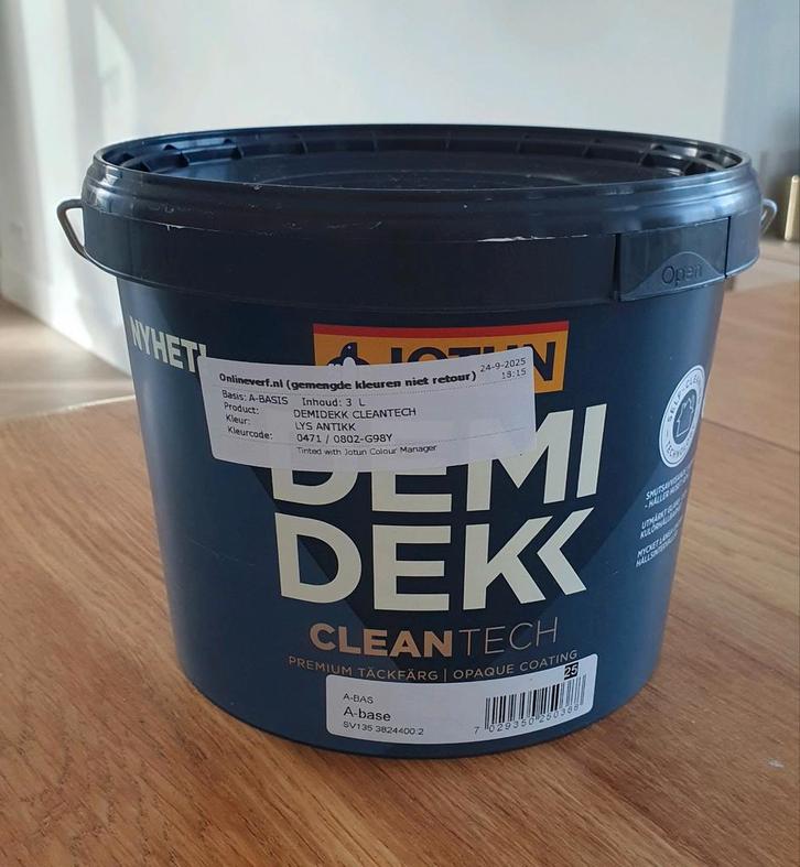 Jotun DemiDekk Cleantech 3L Buitenbeits - Lys Antikk 0471, Doe-het-zelf en Verbouw, Verf, Beits en Lak, Nieuw, Beits, Minder dan 5 liter