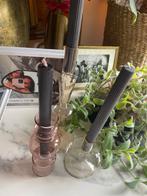 Glazen Kandelaars Set met Kaarsen, Ophalen, Overige materialen, Zo goed als nieuw, Grijs