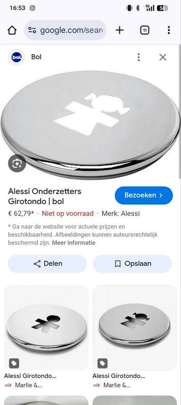 Alessi onderzetters mannetje vrouwtje nieuwprijs 128  beschikbaar voor biedingen