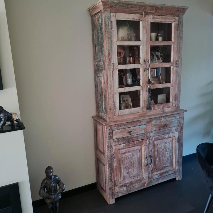 Teakhouten kast met lades en deuren, Huis en Inrichting, Kasten | Buffetkasten, Gebruikt, 200 cm of meer, 100 tot 150 cm, 25 tot 50 cm