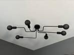 2x Zwarte plafondlampen met 6 led (G95) bollen., Ophalen, Gebruikt, Metaal, Moderne plafondlampen met Led verlichting.