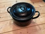 T E A B :  Antieke / vintage zwarte emaille pan met deksel, Ophalen