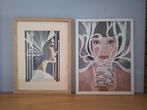 2 ingelijste posters artdeco stijl, Ophalen, Minder dan 50 cm, Print, Minder dan 50 cm