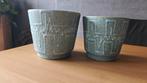 Set van twee retro bloempotten, Rond, Ophalen of Verzenden, Aardewerk, Minder dan 40 cm