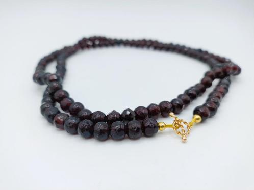 Boerengranaten ketting met gouden slotje, 80 cm., Sieraden, Tassen en Uiterlijk, Antieke sieraden, Ketting, Goud, Verzenden