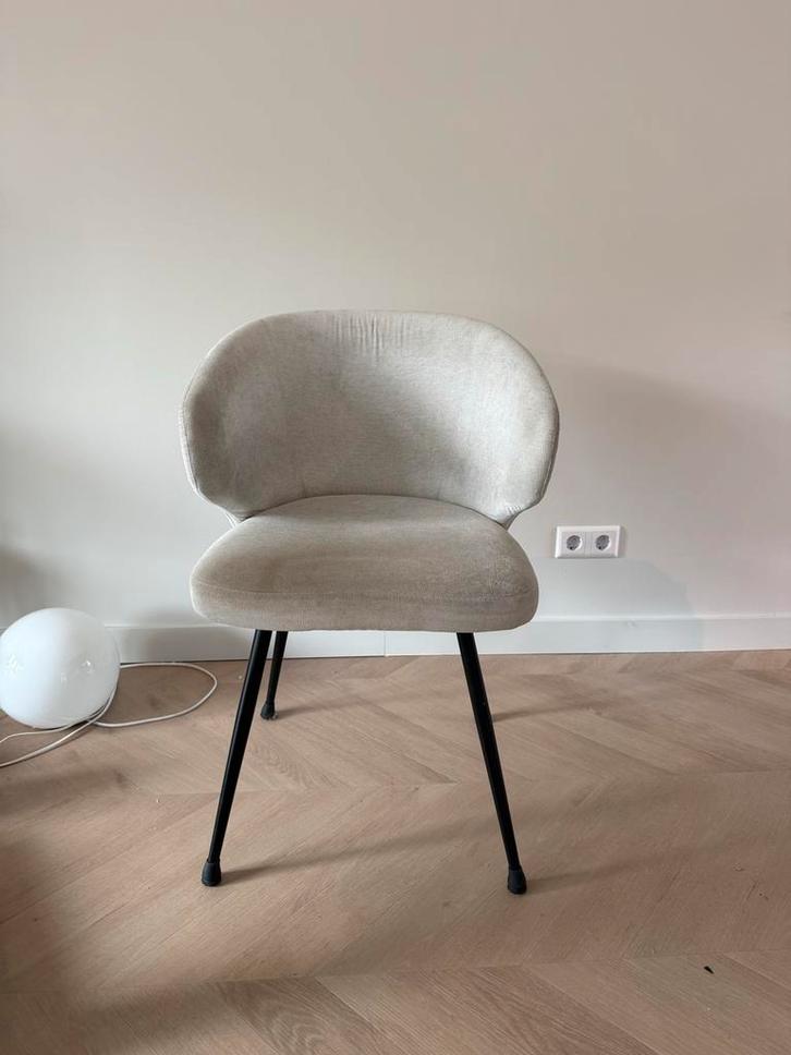 4 Draaibare Eetkamerstoelen - Grijs Beige - Armleuningen, Huis en Inrichting, Stoelen, Gebruikt, Vier, Stof, Grijs, Ophalen of Verzenden