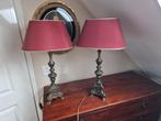 Antieke Tafellampen Set met Rode Lampenkappen, Antiek en Kunst, Ophalen of Verzenden
