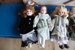 4 poppen met porseleinen hoofd, Verzamelen, Poppen, Ophalen of Verzenden, Gebruikt, Pop