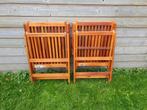 2 Mahonie houten verstelbare en inklapbare  tuinstoelen, Tuin en Terras, Ophalen of Verzenden, Gebruikt, Hout