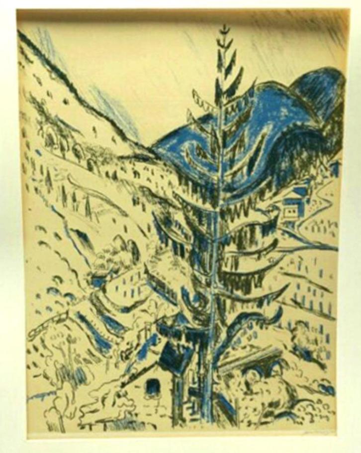 Jan Wiegers litho Groninger Ploeg Davos, Antiek en Kunst, Kunst | Litho's en Zeefdrukken, Ophalen