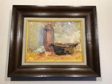 Stilleven in stevige houten lijst. beschikbaar voor biedingen