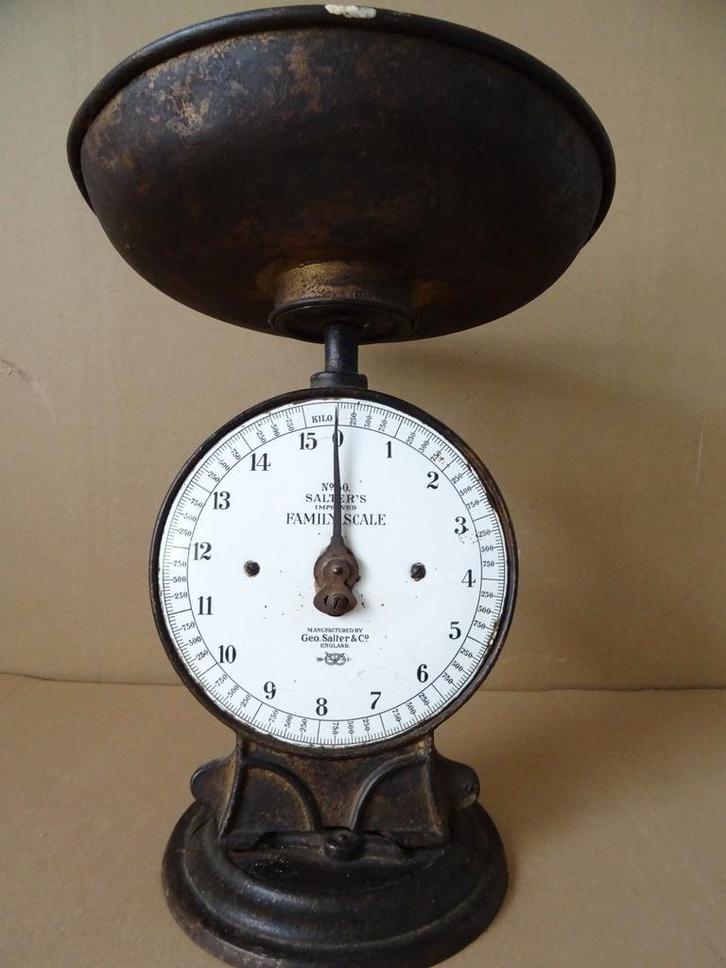 Antieke weegschaal Salter’s Improved Family Scale No 50 1900, Antiek en Kunst, Curiosa en Brocante, Ophalen of Verzenden