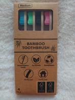 set van 4 bamboe tandenborstels, Sieraden, Tassen en Uiterlijk, Uiterlijk | Mondverzorging, Verzenden, Nieuw, Tandenborstel