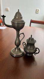 Tinnen olielamp en suikerpotje, Antiek en Kunst, Antiek | Tin, Ophalen of Verzenden
