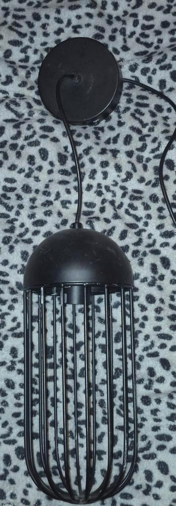2x Hanglamp Zwart Metaal Industrieel Design, Huis en Inrichting, Lampen | Hanglampen, Zo goed als nieuw, Minder dan 50 cm, Metaal