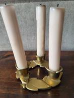 Bewerkte koperen kaarsenhouder incl. kaarsen, Brons of Koper, Ophalen of Verzenden, Zo goed als nieuw, Kandelaar