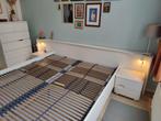180x220 bed, incl. Lattenbodems en matrassen, Ophalen, Gebruikt, Wit, Jaren 80