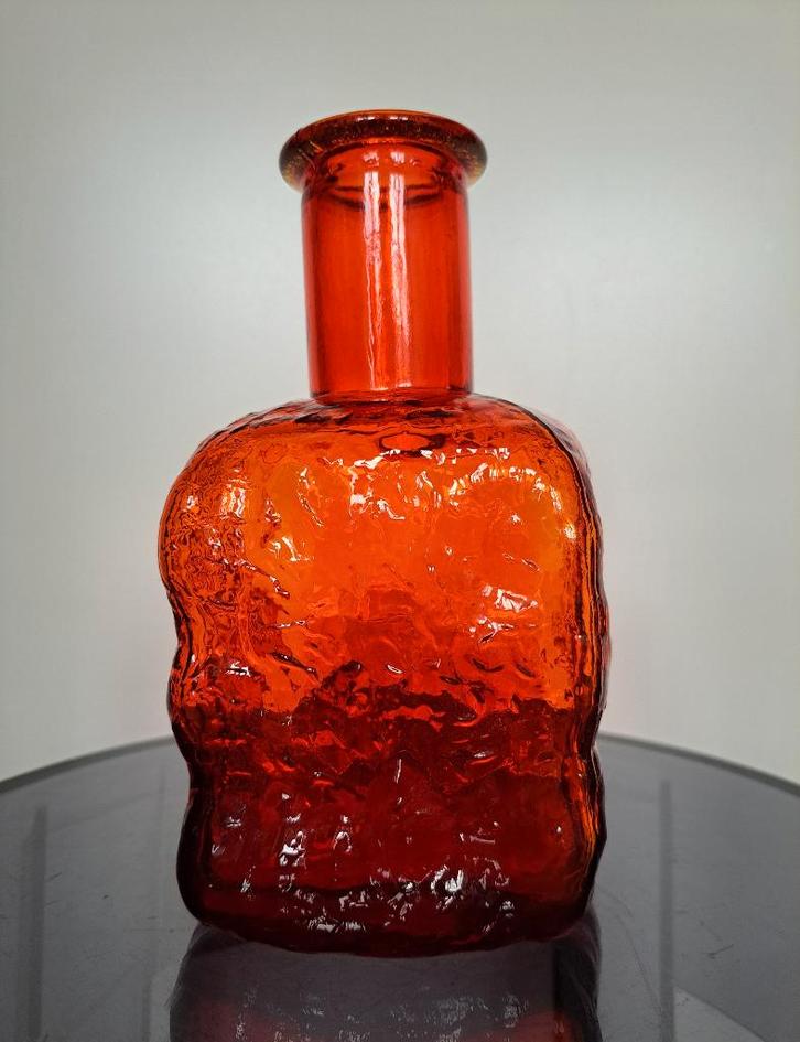 Vintage Oranje Fles Genie Bottle Empoli Italy, Antiek en Kunst, Antiek | Glas en Kristal, Ophalen of Verzenden