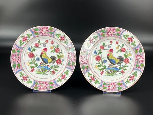 Chinees porselein famille rose hanen borden 2x, Antiek en Kunst, Antiek | Porselein, Ophalen of Verzenden