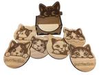 6 Onderzetters met katten/poezen+houder, Ophalen of Verzenden, Nieuw, Glas of Kopje