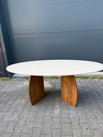 Travertin look ovale eettafel in 180 x 90 cm, Huis en Inrichting, Tafels | Eettafels, Ophalen, Nieuw, 50 tot 100 cm, 150 tot 200 cm