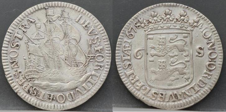 6 stuiver 1678 Scheepjesschelling Enkhuizen - West Friesland, Postzegels en Munten, Munten | Nederland, Losse munt, Overige waardes