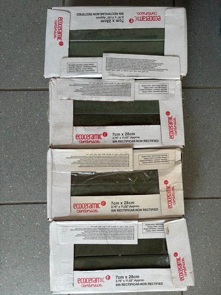 Ecoceramic wandtegels 7x28cm - 2,36m2 + reststukken, Doe-het-zelf en Verbouw, Tegels, Zo goed als nieuw, Wandtegels, Keramiek