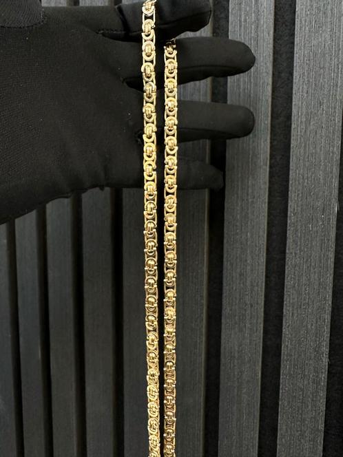 14k Gouden Platte Koningsketting, Sieraden, Tassen en Uiterlijk, Kettingen, Nieuw, Goud, Ophalen of Verzenden