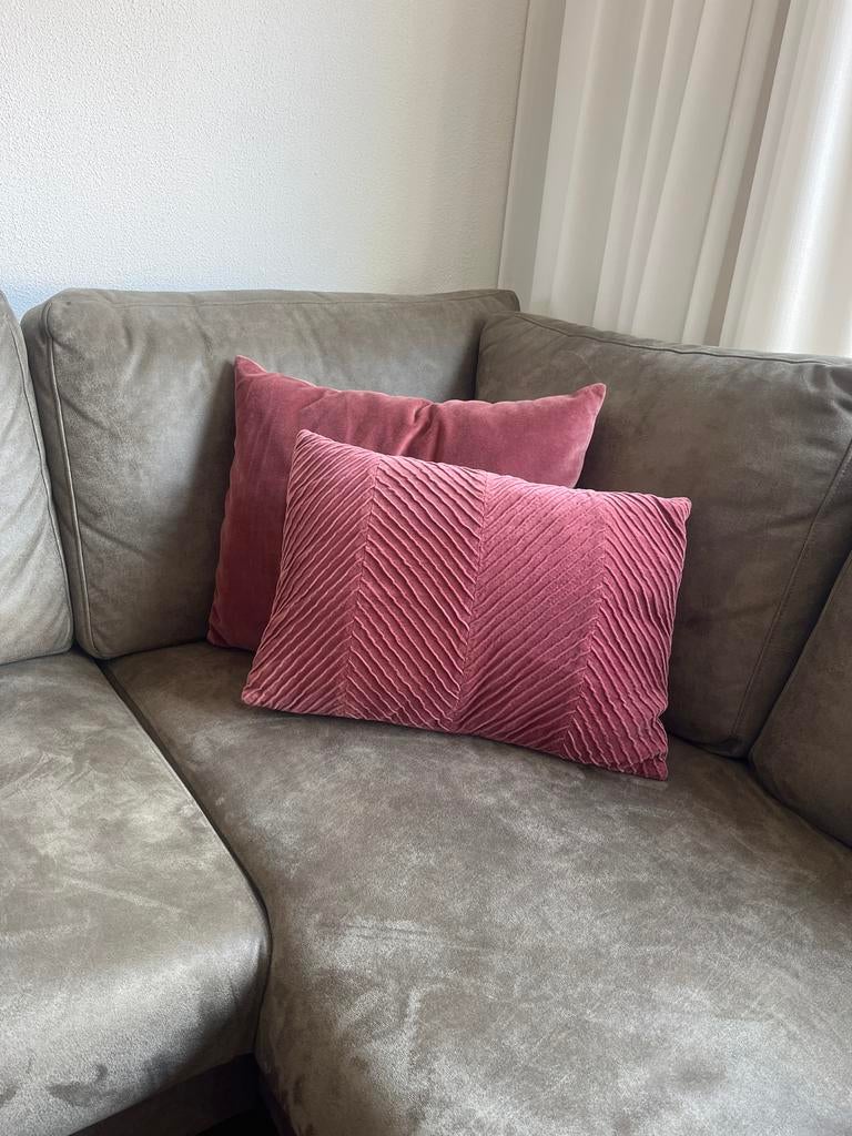 Vier stevige sierkussens van Hinck, Huis en Inrichting, Ophalen of Verzenden, Zo goed als nieuw, Roze, Vierkant