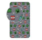 Minecraft Hoeslaken 90x200 cm - Grijs, Hoeslaken of Sloop, Nieuw, Ophalen of Verzenden, Grijs