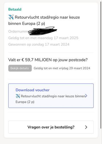 Retour vlucht 2p  beschikbaar voor biedingen