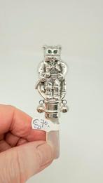 Zilveren rammelaar van een poes met parelmoer handvat., Antiek en Kunst, Verzenden, Zilver