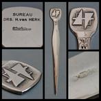 Zwaar verzilverd,  briefopener bureau DRS H. Van Herk, Antiek en Kunst, Ophalen of Verzenden