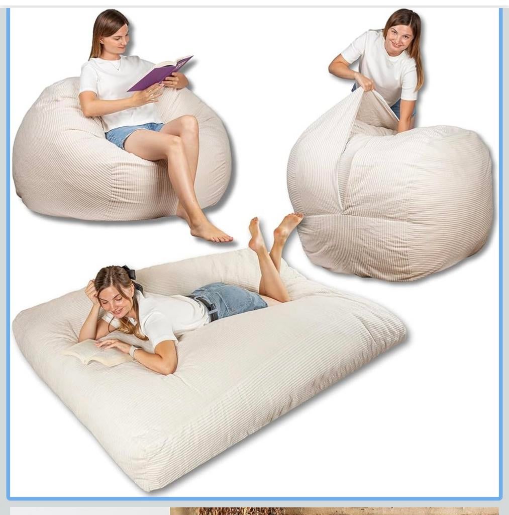 2 in 1 slaap poef / zitzak bed, Ophalen of Verzenden, Zo goed als nieuw, Rechthoekig, 125 cm of meer