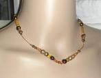 Ketting zoetwaterparel , citrien , carneool en kristal bruin, Bruin, Verzenden, Nieuw, Met edelsteen