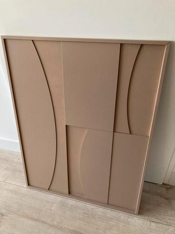 Houten Schilderij in Japandi stijl met reliëfafwerking beschikbaar voor biedingen