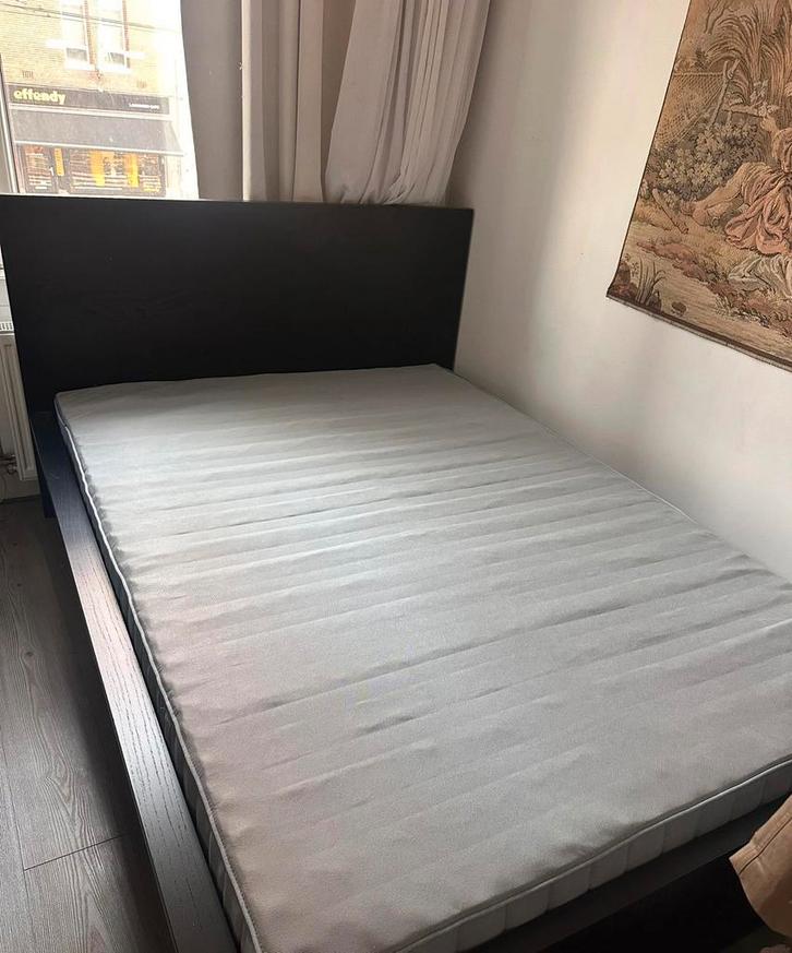 IKEA Malm Bed, Huis en Inrichting, Slaapkamer | Bedden, Zo goed als nieuw, Tweepersoons, 140 cm, Hout, Wit, Ophalen