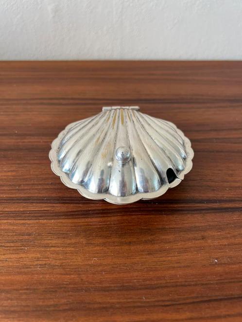 Schelp kaviaarschaaltje bakje verzilverd vintage antiek, Antiek en Kunst, Curiosa en Brocante, Ophalen of Verzenden