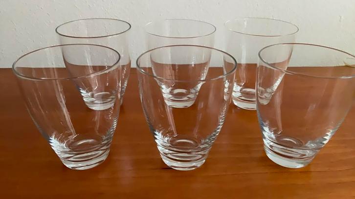 Nuutajärvi, Finland: 6 'Fennia' waterglazen Kaj Franck 1952, Verzamelen, Glas en Borrelglaasjes, Zo goed als nieuw, Ophalen of Verzenden