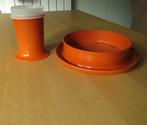 Tupperware Vintage/Retro - Kinder Bord en Anti-lek Beker, Huis en Inrichting, Keuken | Tupperware, Ophalen, Gebruikt, Bruin, Overige typen