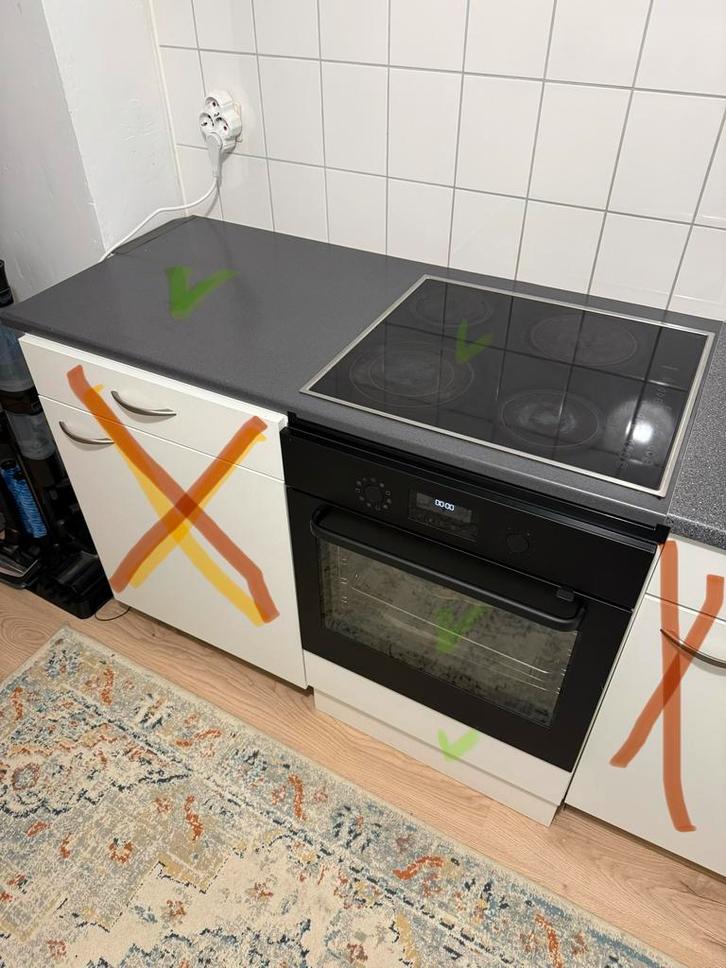 Keuken- Elektrische fornuis met oven - Kast en Blad, Witgoed en Apparatuur, Ovens, Zo goed als nieuw, 45 tot 60 cm, Ophalen