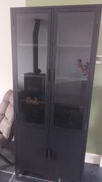 Zwarte metalen buffetkast, Ophalen, Met deur(en), 50 tot 100 cm, Zo goed als nieuw