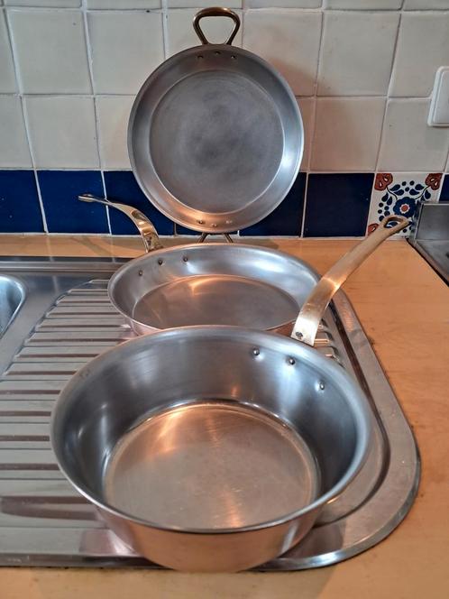 EENHOORN dikwandige pannenset koper staal messing izgs, Huis en Inrichting, Keuken | Potten en Pannen, Gebruikt, Pannenset, Overige materialen
