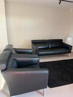 Leolux Patachou Bank & 2 Stoelen - Zwart Leer, Huis en Inrichting, Fauteuils, Gebruikt, Ophalen of Verzenden, Leer, 75 tot 100 cm