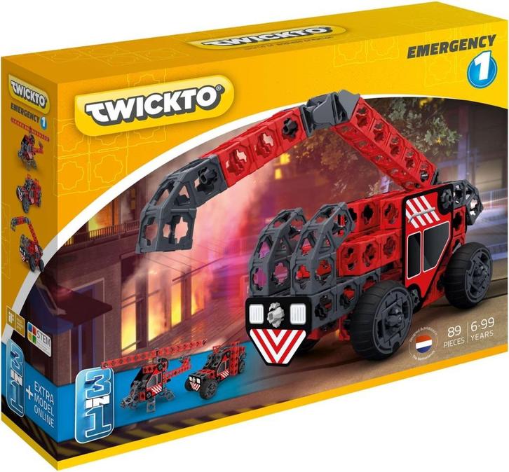 Twickto constructiespeelgoed set 1 Brandweerauto-helikopter, Kinderen en Baby's, Speelgoed | Bouwstenen, Nieuw, Overige merken