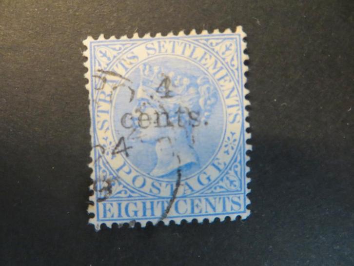 A06017: Straits Settlements QV 4 c, Postzegels en Munten, Postzegels | Azië, Oost-Azië, Ophalen of Verzenden