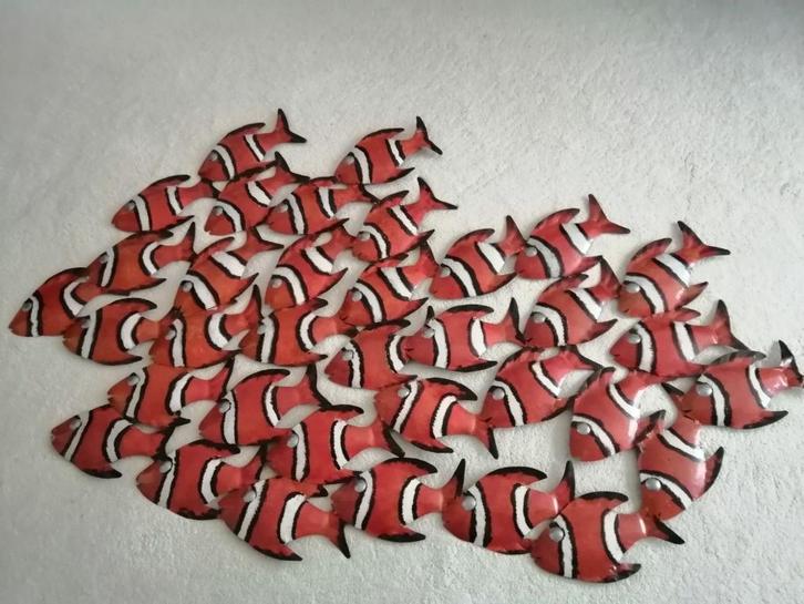 Vintage zeldzaam wanddecoratie VISSEN blikken vissen, Doe-het-zelf en Verbouw, Metalen, Gebruikt, Ophalen