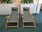 Strandstoelen hout 2x VidaXL, Tuin en Terras, Ophalen, Zo goed als nieuw, Hout, Verstelbaar