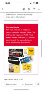 Bioscoopkaartjes 2 stuks voor Vue, Pathé of Kinepolis, Tickets en Kaartjes, Filmkaartjes, Twee personen, Vrijkaartje alle films